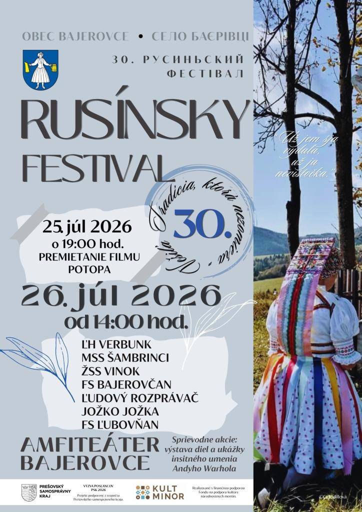 Pozvánka na 30. ročník Rusínskeho festivalu v Bajerovciach