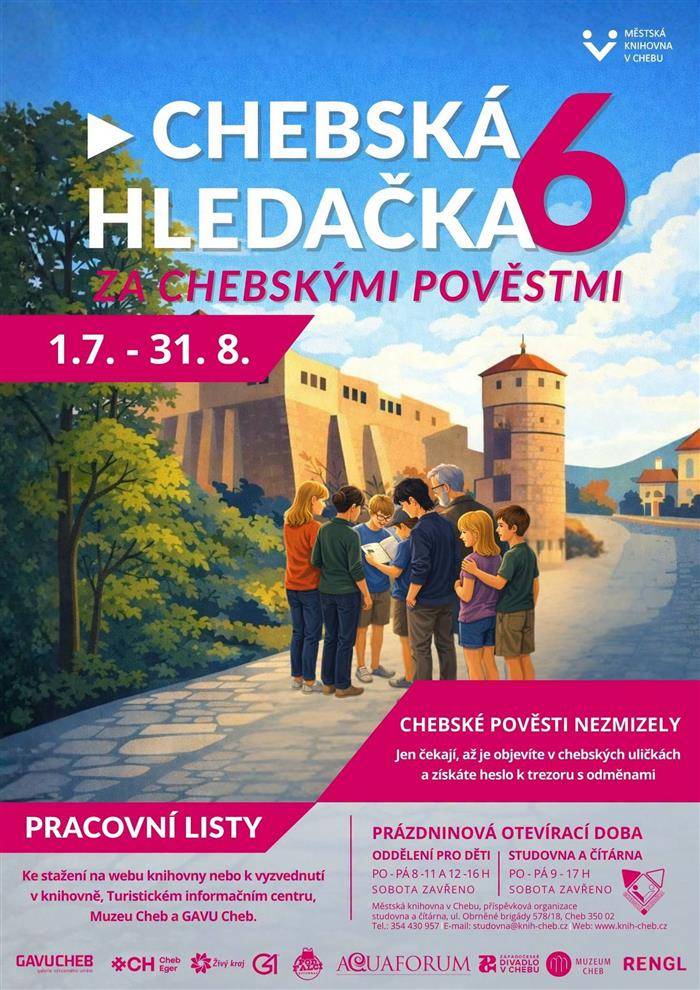 Vydejte se na Chebskou hledačku , v pořadí již šestou prázdninovou výpravu! Dobrodružnou procházku pro malé i velké můžete prožít kdykoli od 1. července do 31. srpna .