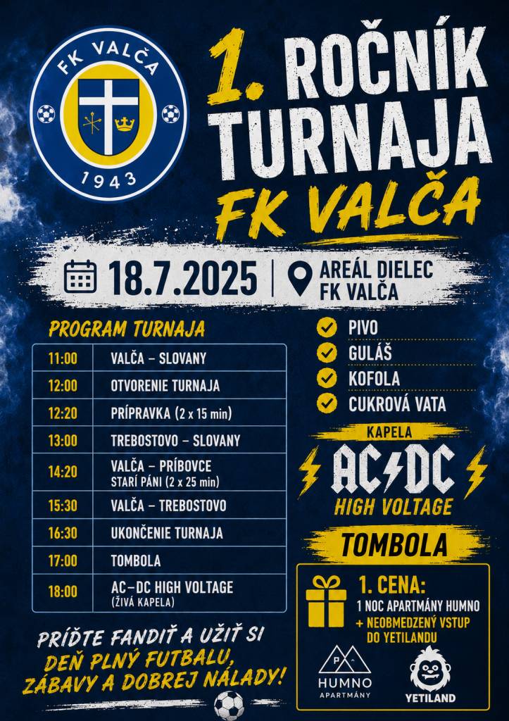 Pozvánka na futbalový turnaj.