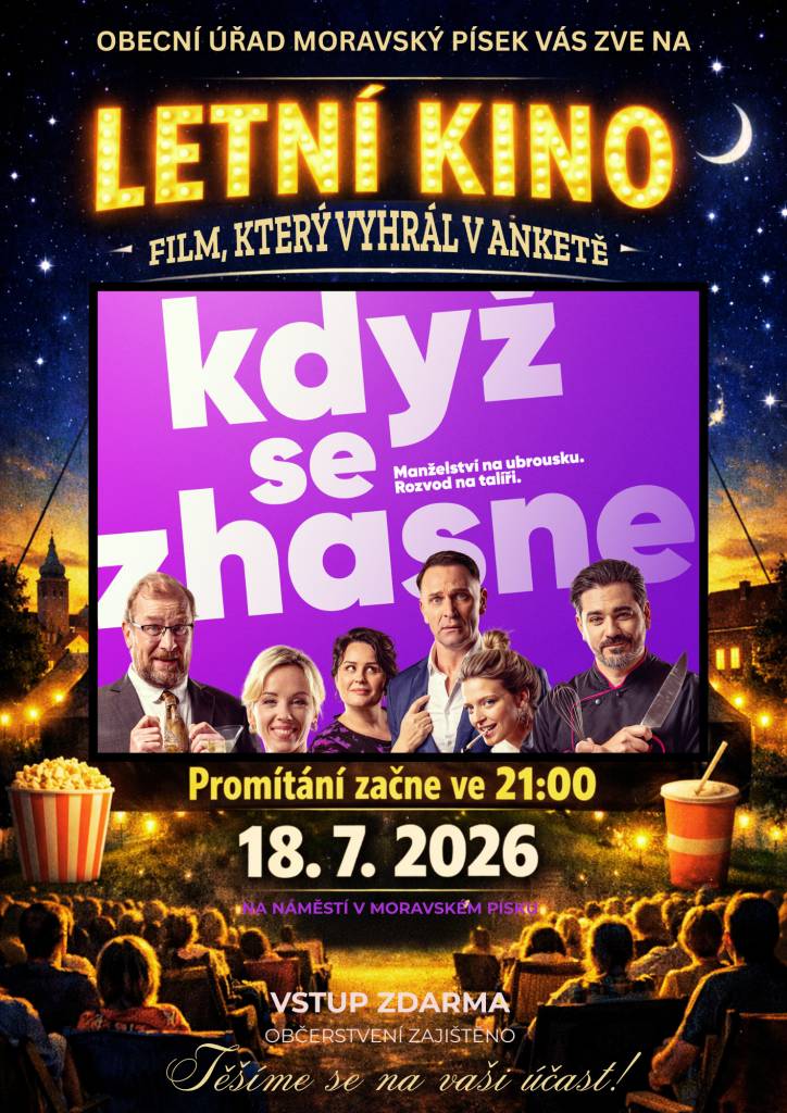 Pozvánka na letní kino - sobota 18.7.2026 od 21.00