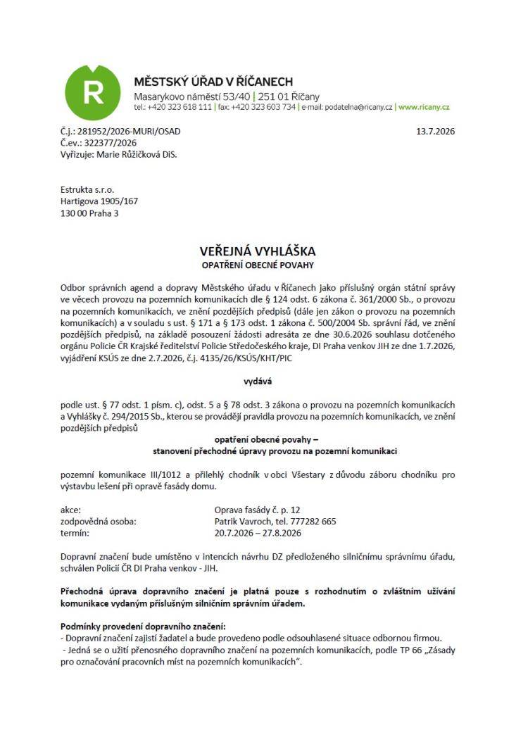 Dokument ve formátu pdf zde. Příloha DIO ve formátu pdf zde.