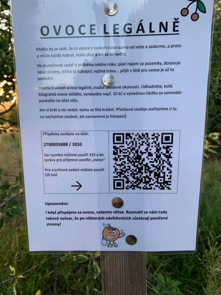 V průběhu června a července se obraceli na vedení města Ivanovice na Hané občané s tím, že v prostorách biokoridoru směrem na Pustiměř, tzv. Vlkálech, někdo vyvěsil ceduli, že pokud si natrhají ovoce, mají zaslat nějakou částku peněz na zveřejněný účet.