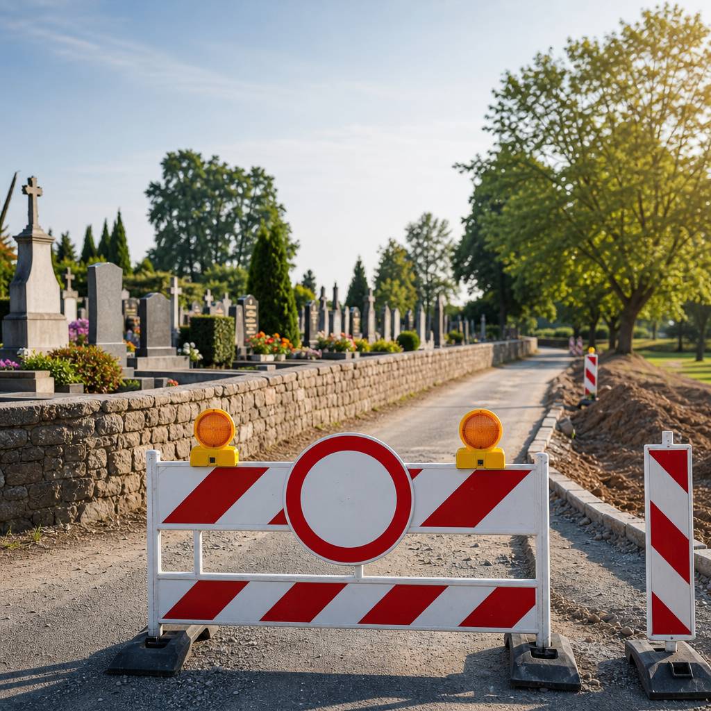 Vážení občané, z důvodu oprav na hřbitově bude neprůjezdná  cesta kolem hřbitova od 14.7.2026 do 24.7.2026.  Děkujeme za pochopení.