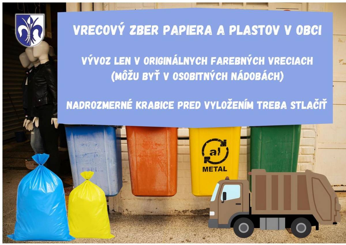 Obec Beluša má zavedený vrecový zber papiera a plastov. To znamená, že vývozná spoločnosť musí vziať tento druh odpadu LEN v originálnom vreci- žlté pre plast, modré pre papier.