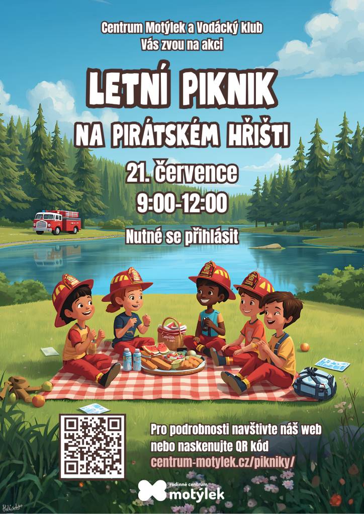 Centrum Motýlek a Vodácký klub Vás zvou na akci LETNÍ PIKNIK NA PIRÁTSKÉM HŘIŠTI.