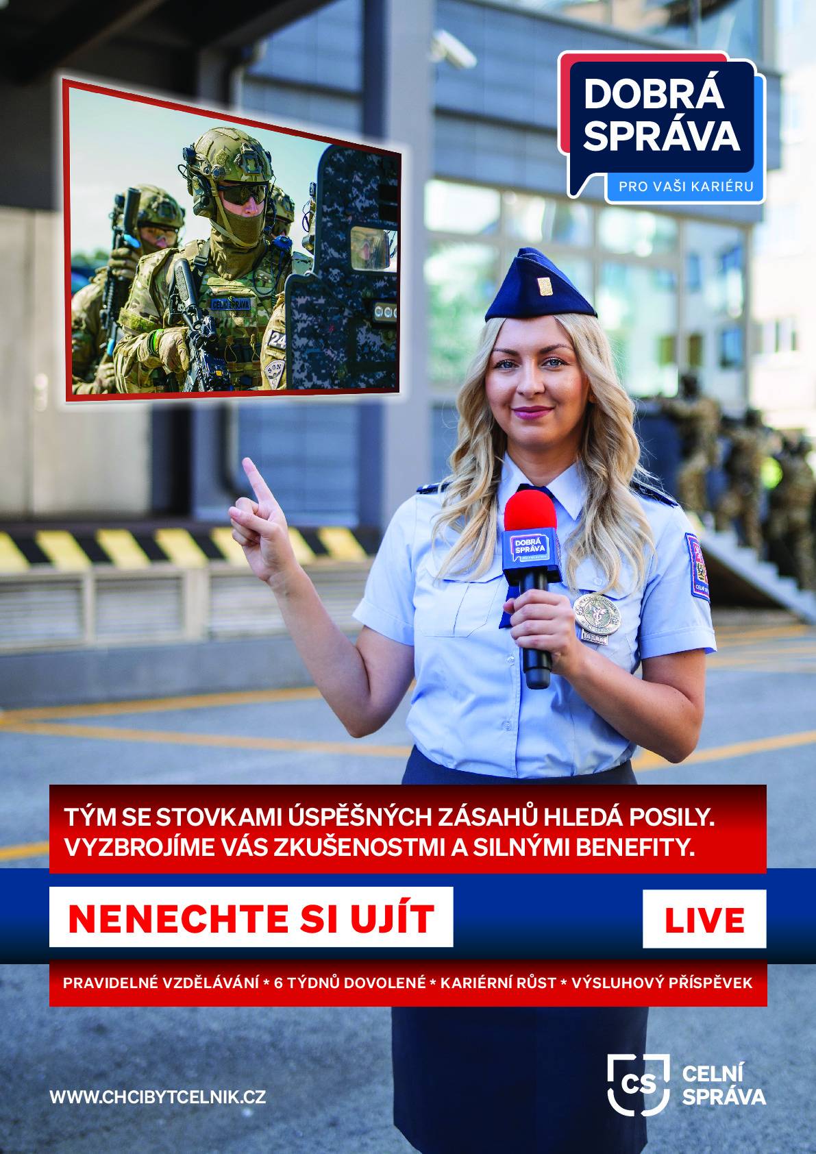 Na základě žádosti Celního úřadu pro Středočeský kraj zveřejňujeme jejich náborovou výzvu. Celní úřad aktuálně hledá nové kolegy, především absolventy středních a vysokých škol, kteří po prázdninách zvažují své pracovní uplatnění. Největší potřeba je nyní na územním pracovišti ve Zdibech, kde výrazně narůstá objem práce. Pokud hledáte stabilní zaměstnání s možností profesního rozvoje, podívejte se na přiložený náborový leták a zvažte možnost stát se součástí Celní správy České republiky.