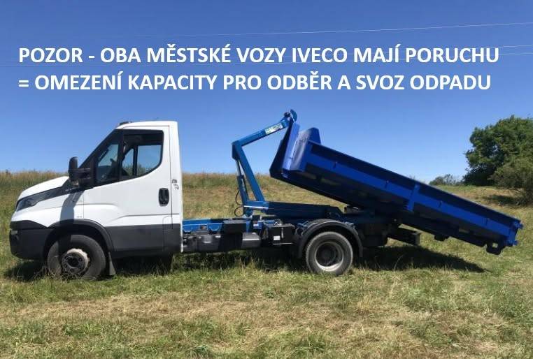 Z důvodu poruchy svozových vozidel nelze vyvážet kontejnery na skládku. Provoz sběrného dvora Černošice je proto od 15. července na nejméně 14 dní omeze