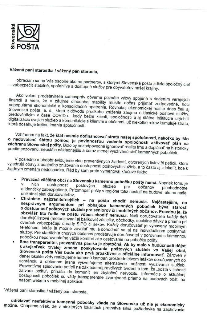 V prílohe: List doručený dňa 13.07.2026 od Slovenskej pošty