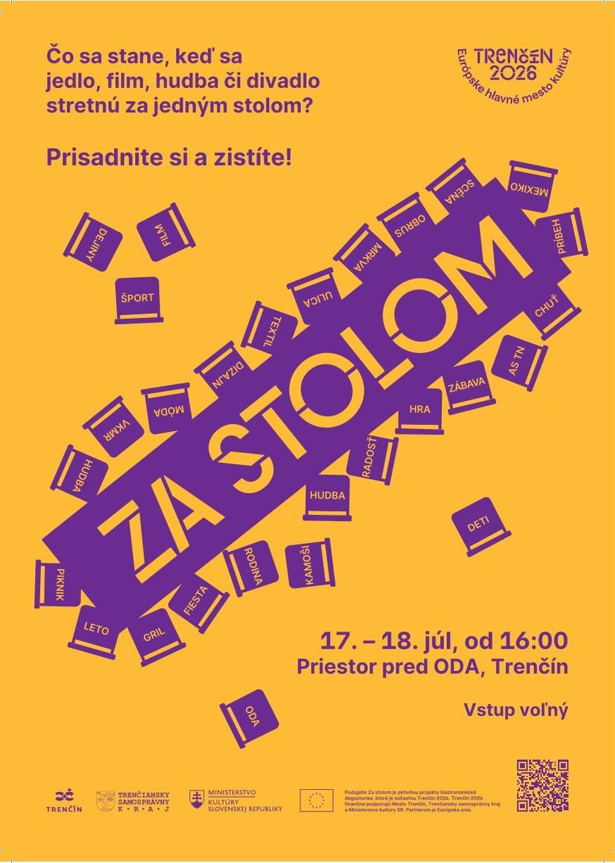 V piatok 17. a v sobotu 18. júla 2026 ožije centrum Trenčína netradičným festivalom, ktorý pozýva verejnosť na dvojdňovú oslavu gastronómie, hudby, divadla, filmu, histórie a susedských stretnutí. Návštevníkov čaká originálny program, do ktorého sa môžu aktívne zapojiť – stačí si prisadnúť za spoločný stôl. Festival ZA STOLOM stavia na jednoduchej myšlienke – stôl nie je len [...]Čítať viac...