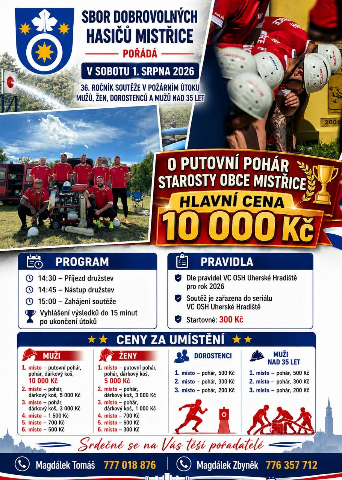 SDH MISTŘICE POŘÁDÁ V SOBOTU 1. SRPNA SOUTĚŽ O PUTOVNÍ POHÁR STAROSTY OBCE MISTŘICE.  Začátek v 15.00 hodin.