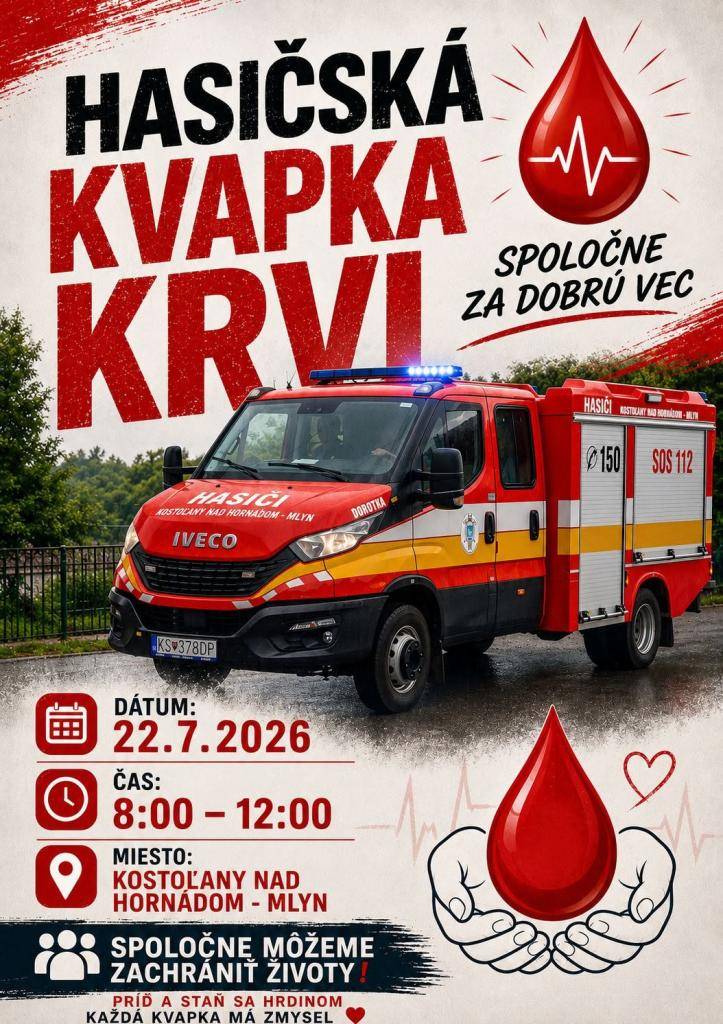 Nahláste sa na odber do 17.7.2026 na obecnom úrade, akcia sa uskutoční len v prípade, že bude minimálne 30 darcov. Darcov bude čakať malé občerstvenie.
