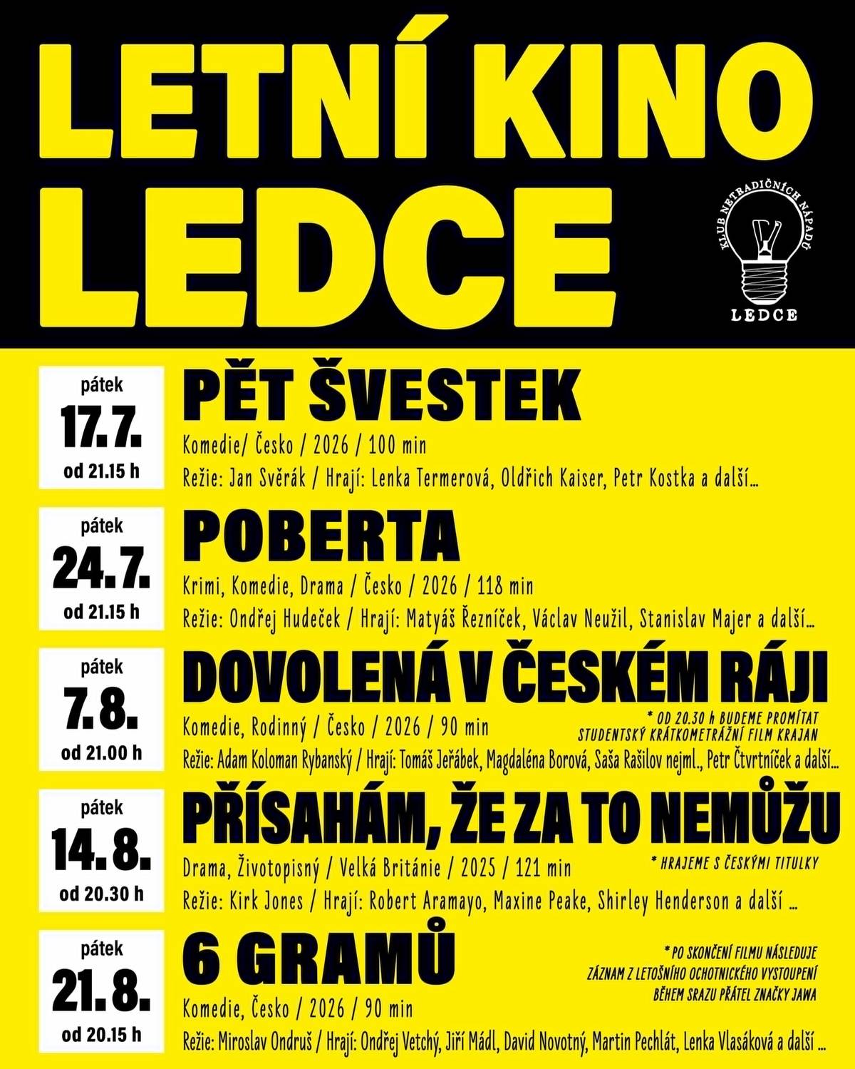 Program Letního kina v Ledcích
