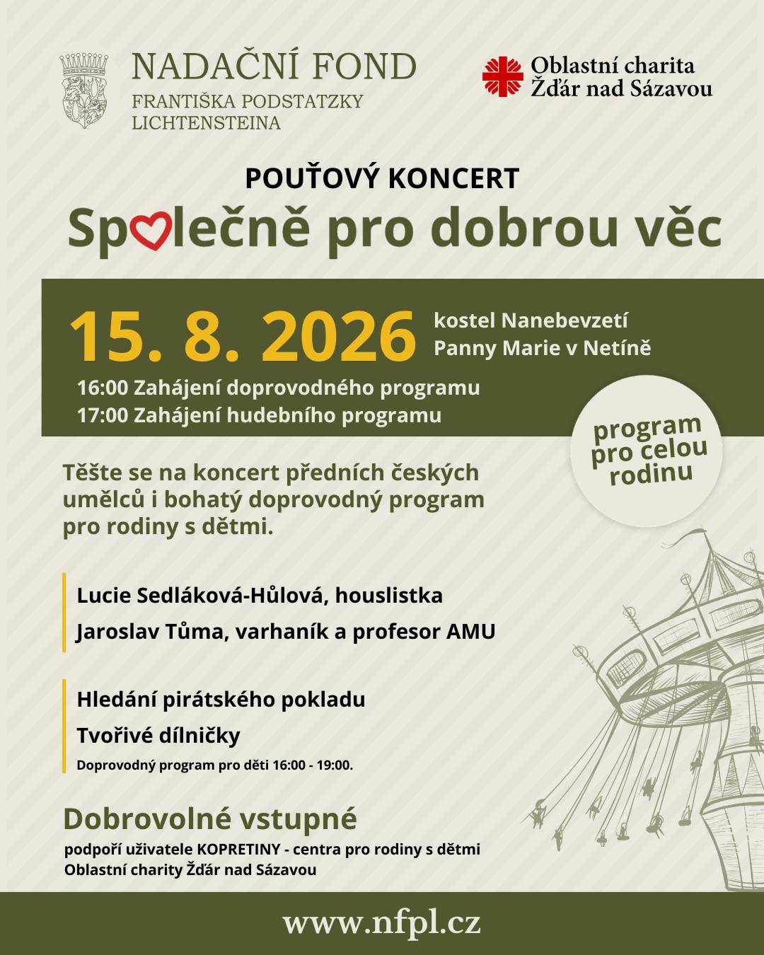 Pozvánka na akci Nadace Frant.Podstatzky-Lichtenstein, která se bude konat v Netíně dne 15.8.2025.