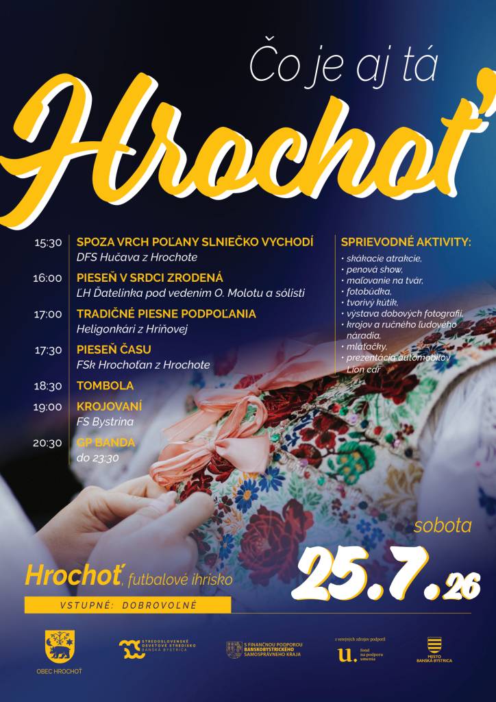 Obec Hrochoť Vás pozýva na podujatie plné folklóru.