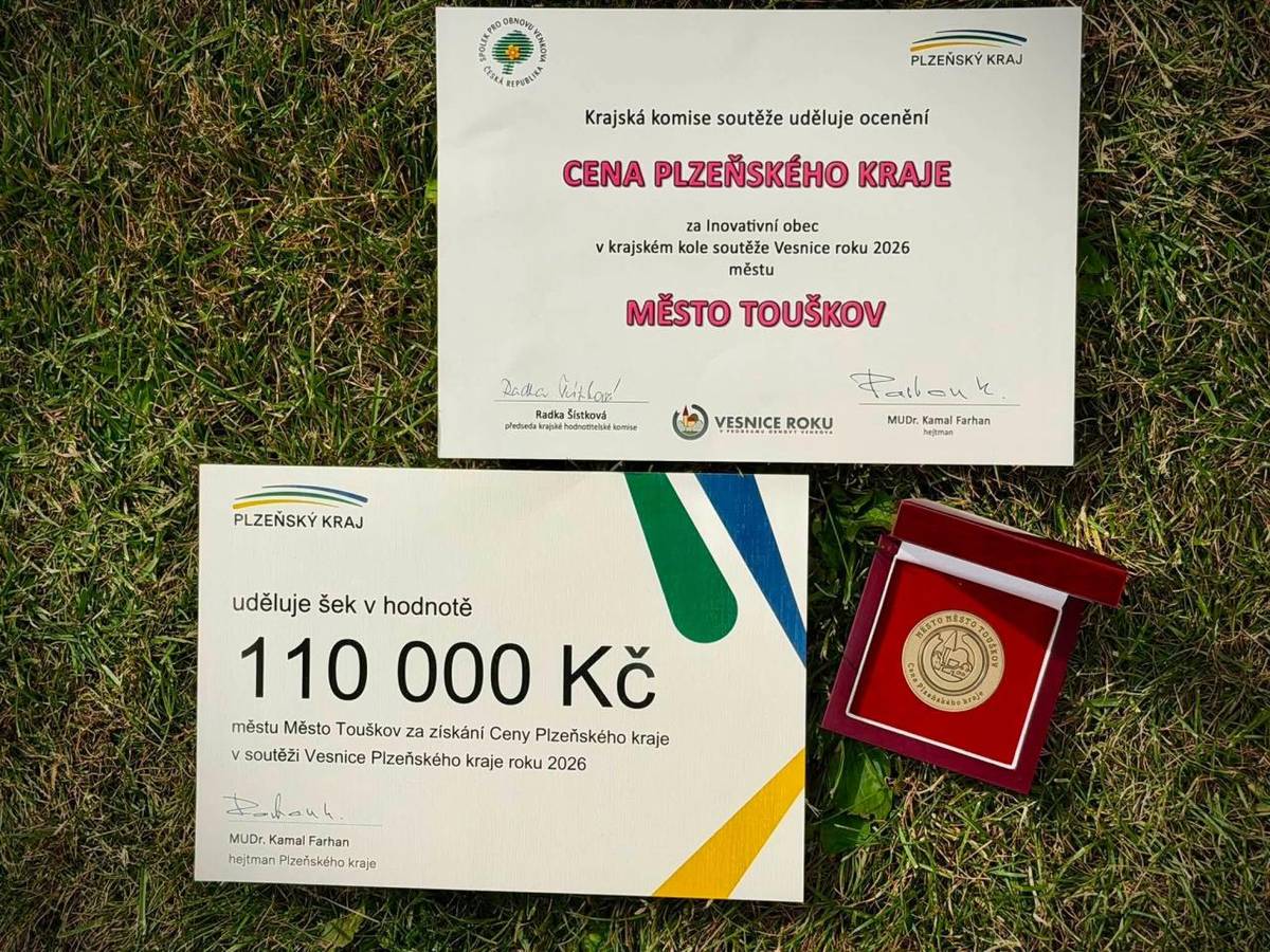Na krajské slavnosti soutěže Vesnice roku 2026 ve Všerubech jsme převzali Cenu Plzeňského kraje za inovativní obec.