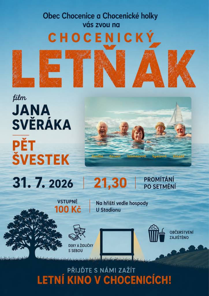 Pozvánka Letní kino Chocenice 31.7.2026