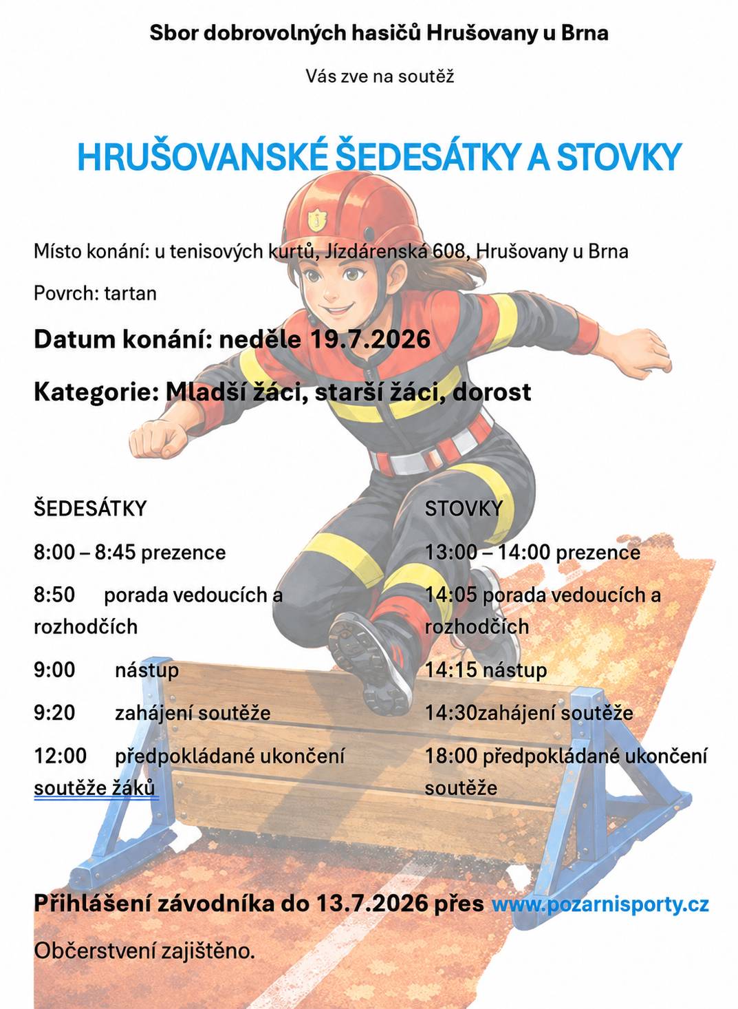 Sbor dobrovolných hasičů Vás zve na tradiční soutěž u tenisových kurtů tuto neděli 19. 7. od 8:00.