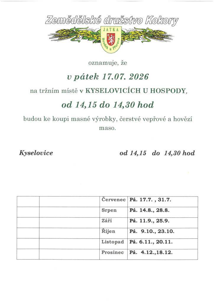 Pojízdná prodejna opět přijede do naší obce