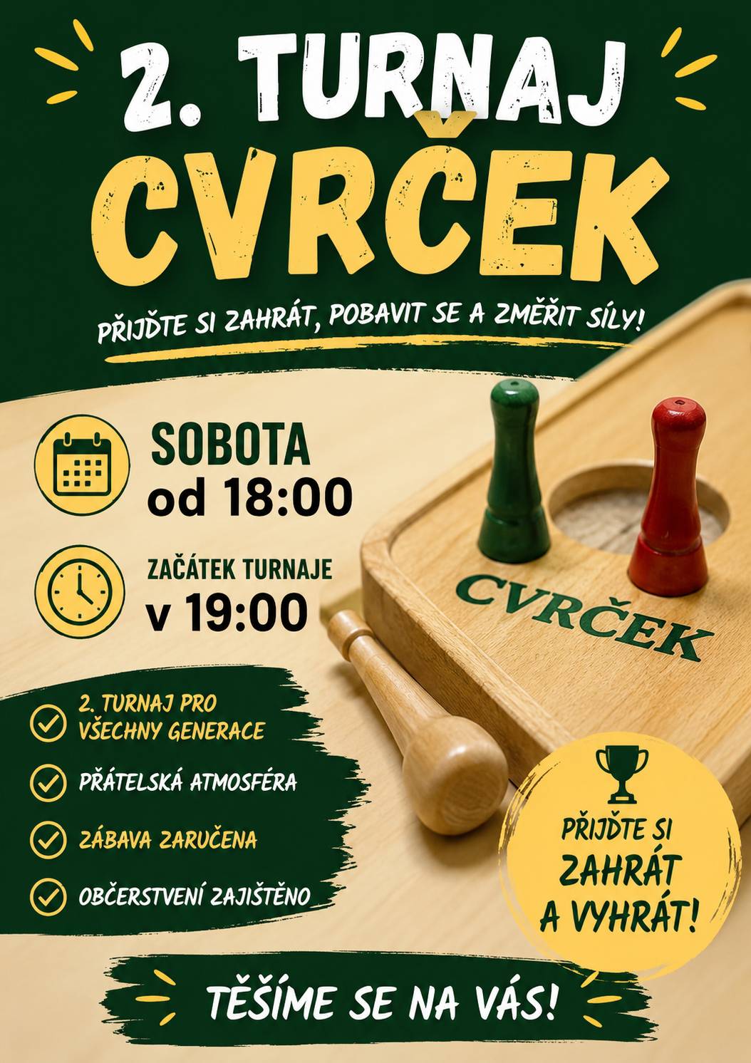 V sobotu od 18 h pivko od 19 hodin cvrček