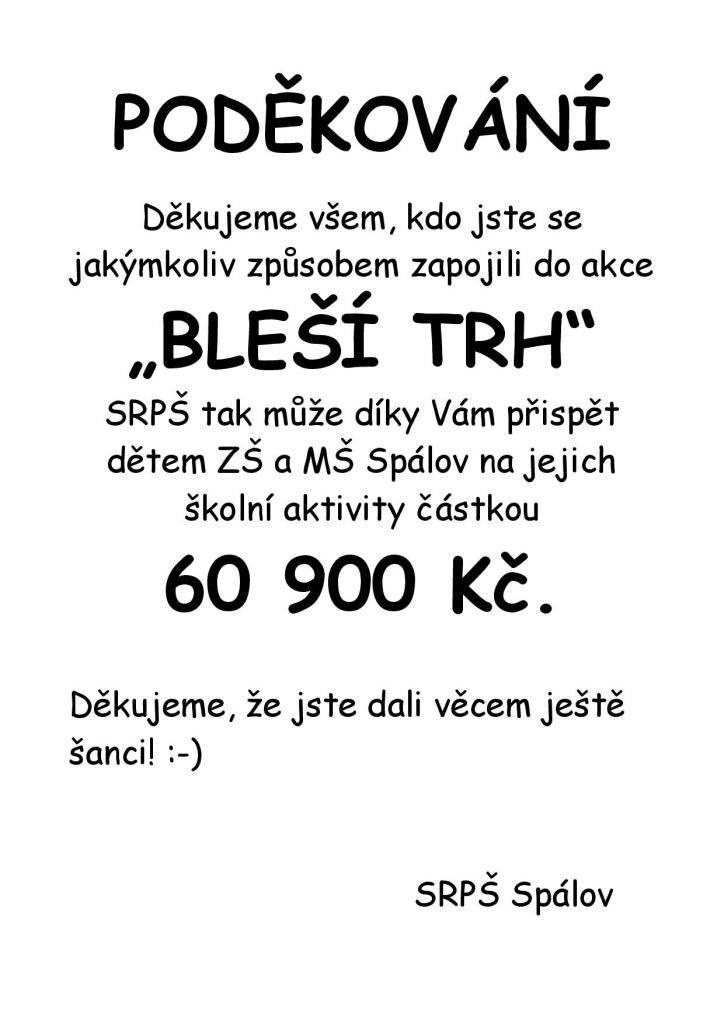 SRPŠ děkuje všem, kteří se jakýmkoli způsobem zapojili do akce Bleší trh.