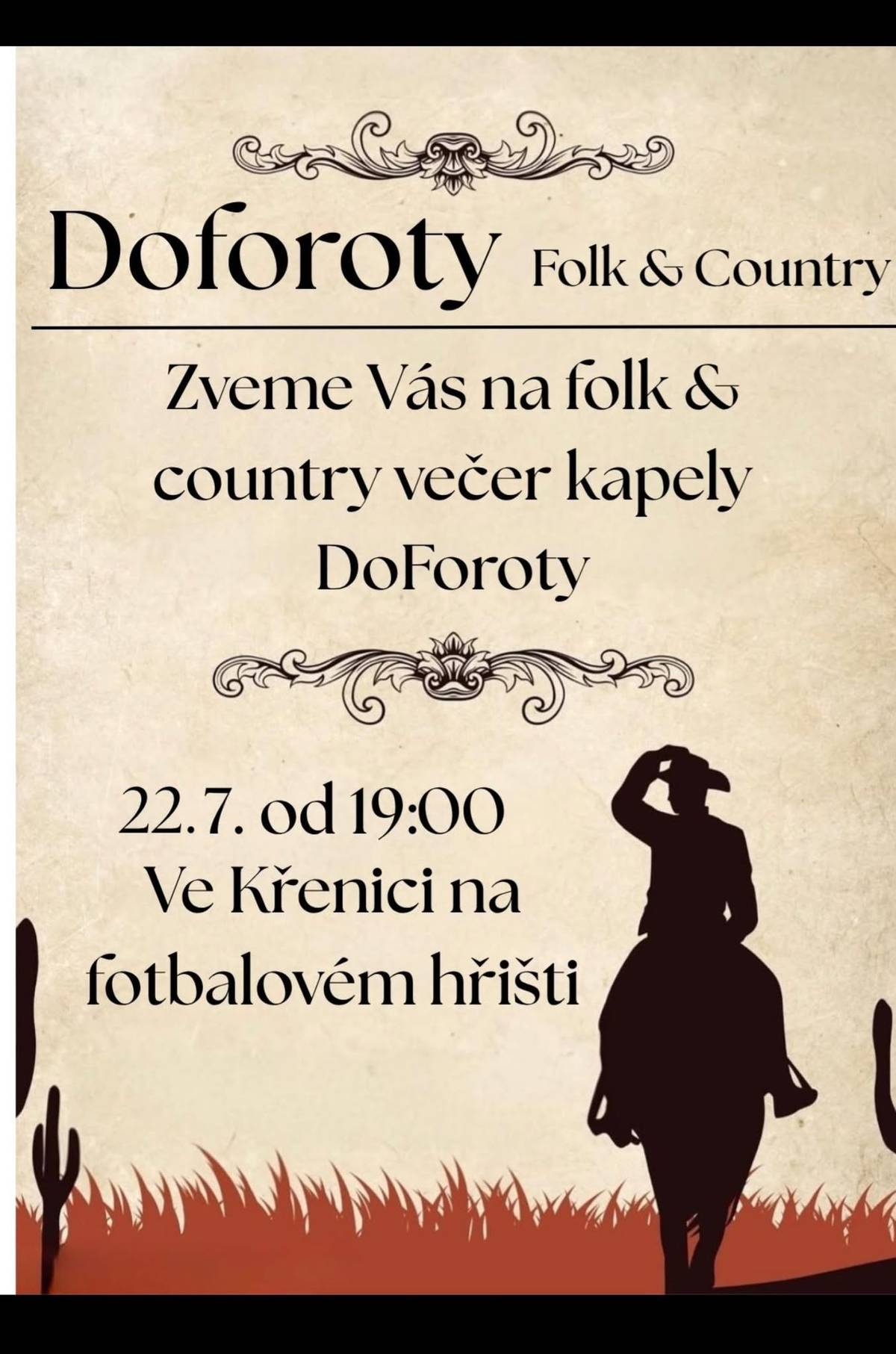 prázdninová country středa s kapelou DoForoty u Křenického okýnka 22.7.2026