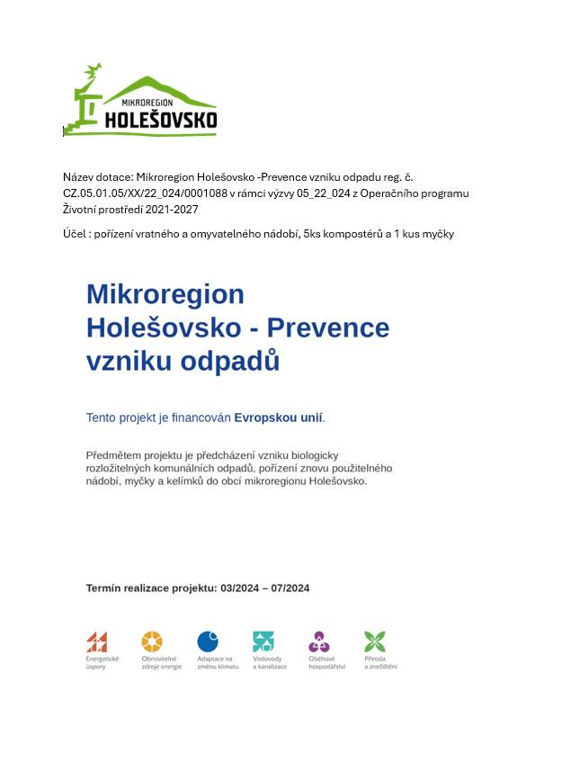 Mikroregion Holešovsko - prevence vzniku odpadů