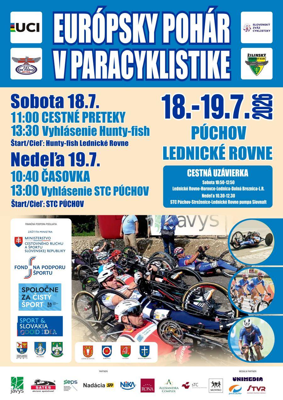 Počas víkendu 18.7. - 19.7.2026 sa uskutoční Európsky pohár v paracyklistike v Lednických Rovniach a Púchove. V tejto súvislosti upozorňujeme na cestn...