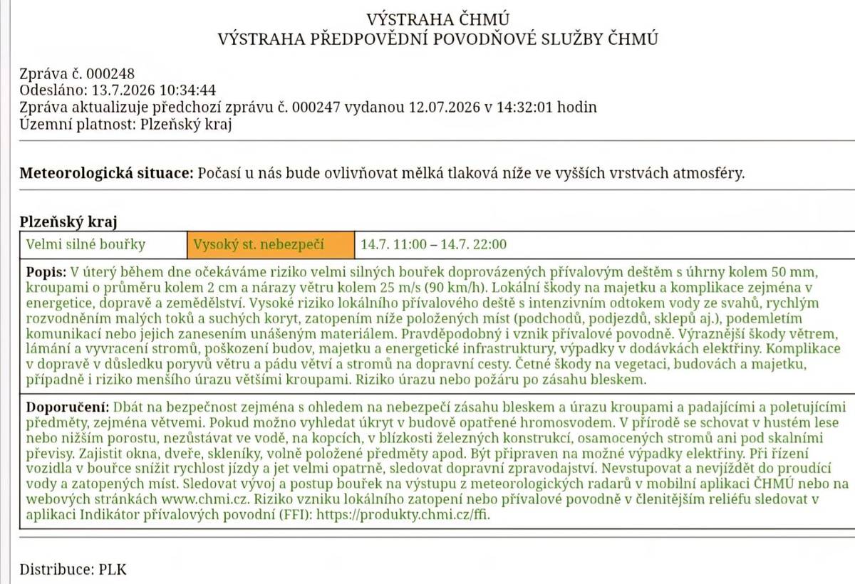 Meteorologická situace: Počasí u nás bude ovlivňovat mělká tlaková níže ve vyšších vrstvách atmosféry.