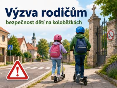 Výzva rodičům ohledně bezpečnosti dětí na koloběžkách. Více informací v textu.