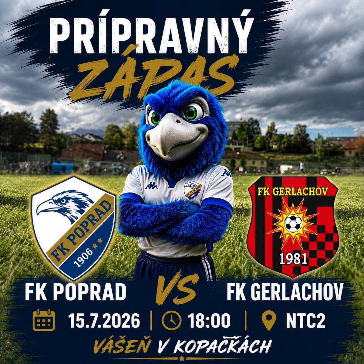 ⚽Popradskí futbalisti odohrajú dnes, t.j. v stredu 15. júla tretí prípravný zápas pred novou sezónou III. ligy Východ. 👉Súperom FK Poprad bude o 18. hodine tím FK Gerlachov. 🏟 Zápas sa odohrá na ihrisku NTC2 pri rybníku. Na hlavnom štadióne NTC sa zverenci Antona Kočiša predstavia najbližšie až počas generálky na ligu, a to 1. augusta o 10:30 proti Podkoniciam. Prídete orlov povzbudiť? 💪