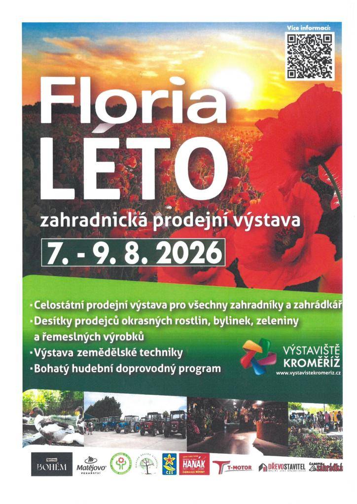 Léto plné barev a inspirace! Od 7. do 9. srpna vás FLORIA LÉTO na Výstavišti Kroměříž zve na jubilejní 50. ročník. Květiny, zahrada, nákupy i skvělý program. Těšíme se na vás!