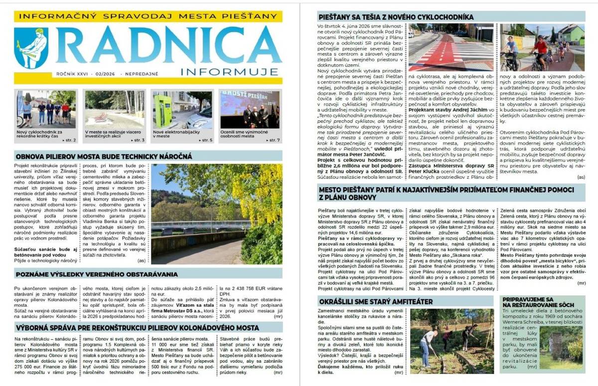Nové vydanie mestského informačného spravodaja bolo do poštových schránok distribuované počas víkendu.