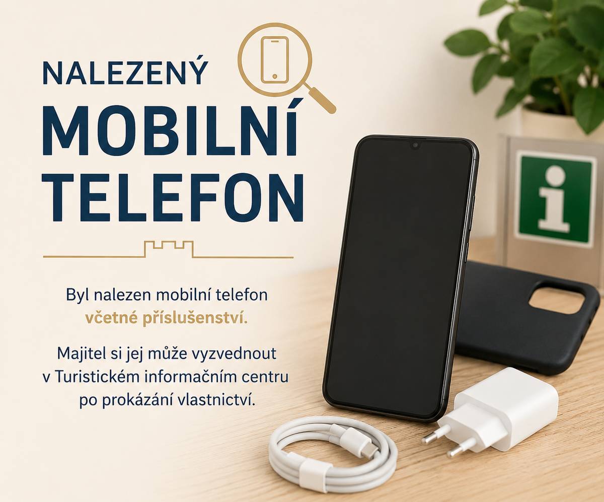 Byl nalezen mobilní telefon včetně příslušenství. Majitel si jej může vyzvednout v Turistickém informačním centru Jaroměřice nad Rokytnou.