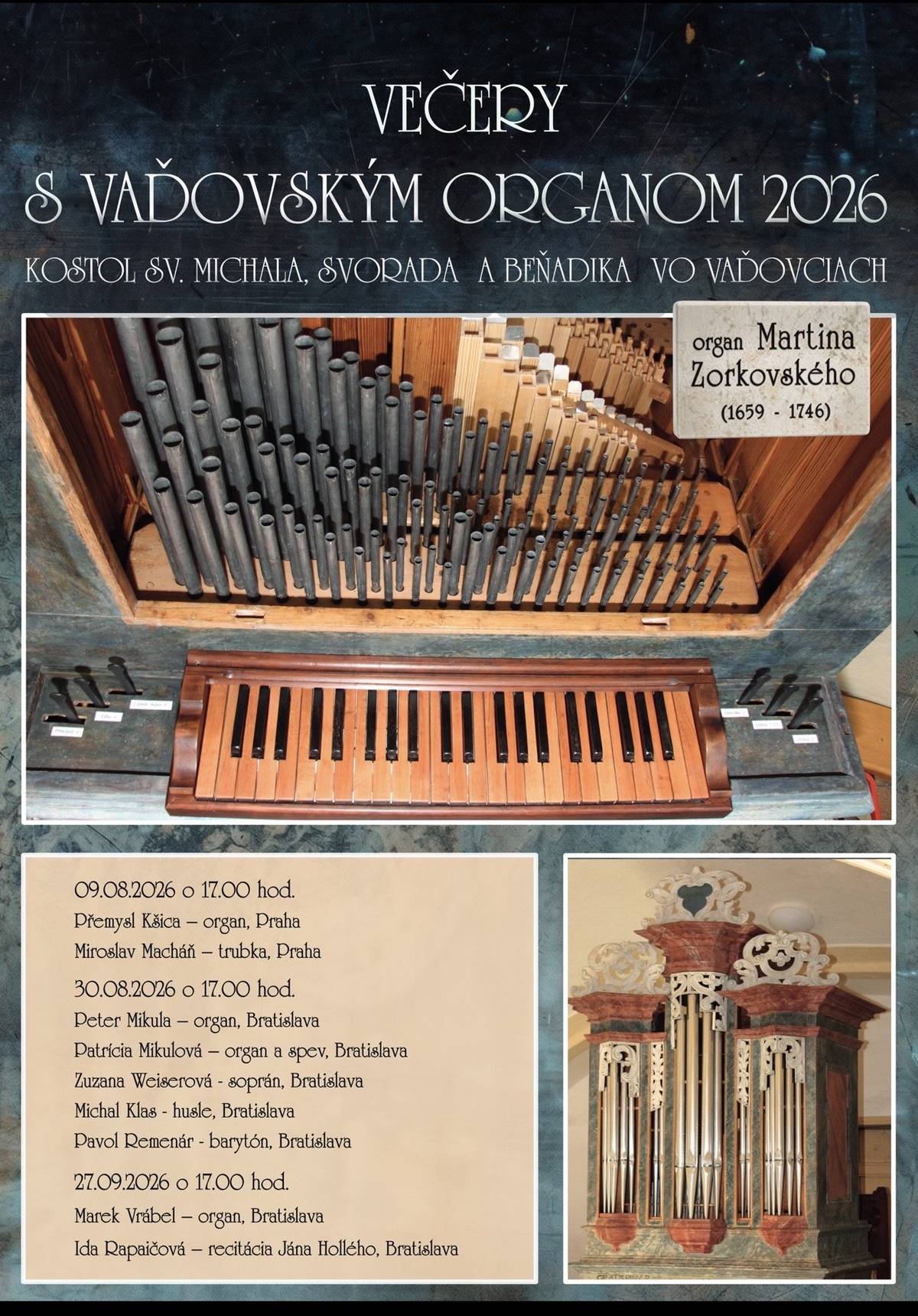 Vážení občania, srdečne Vás pozývame na "Večery s Vaďovským organom". Okrem organu zaznie aj trúbka, spev a poézia.     https://www.facebook.com/share/19M866FVrt/?mibextid=wwXIfr