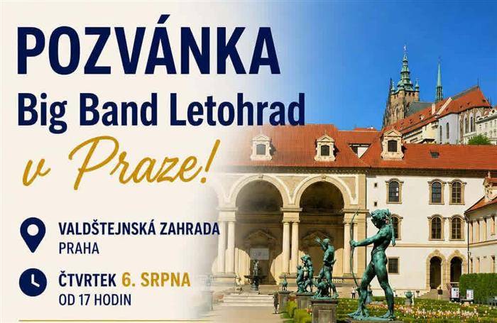 Srdečně zveme letohradské seniory na koncert Big Bandu Letohrad, který se uskuteční ve čtvrtek 6. srpna 2026 od 17.00 hodin v Senátu Parlamentu České republiky v Praze.  Pro účastníky je zajištěna autobusová doprava. Odjezd autobusu je ve 13.00 hodin z Václavského náměstí v Letohradu.  Stále máme několik volných míst v autobuse! Pokud máte zájem prožít příjemné odpoledne s hudbou v jedinečných prostorách Senátu ČR, neváhejte se přihlásit.  Přihlásit se můžete osobně u paní Jindry Nožkové na Městském úřadě Letohrad. Při přihlášení se hradí příspěvek na dopravu ve výši 100 Kč.  Upozorňujeme, že součástí zájezdu není prohlídka prostor Senátu. Program zahrnuje pouze dopravu a návštěvu koncertu.  Těšíme se na společný kulturní zážitek!