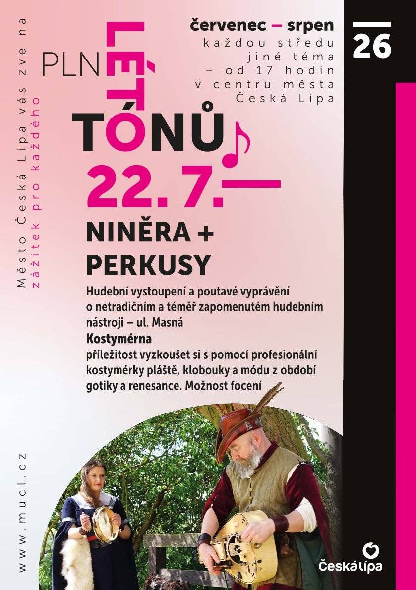 Vážení příznivci kultury, týden se s týdnem sešel, a proto je ten správný čas na tipy na kulturní akce v České Lípě na následující dny.   čtvrtek 16. července Letní kino na hradě: Srdcovka další letní kino na vodním hradě Lipý nabídce hudební komedii Srdcovka s Nickem Jonasem v hlavní roli. Promítání začíná ve 21:30, vstupné je 120 Kč  neděle 19. července   Bleší trhy první letní Bleší trhy proběhnou v neděli 19. července od 6 – 13 hodin opět na ploše po bývalém městském nádraží v Mimoňské ulici, vstup zdarma Černokněžník a čarodějnice Baba Jaga přijďte na vodní hrad Lipý na komponované odpoledne pro celou rodinu, jehož součástí budou hraná i loutková pohádka a pak také povídání o čarodějnicích, které bude komentovat samotná Baba Jaga, začíná se v 16:00, vstupné je 150 Kč  pondělí 20. července Prohlídky baziliky Všech svatých každé prázdninové pondělí zveme všechny zájemce na prohlídky baziliky Všech svatých na náměstí Osvobození, bazilika je otevřená od 11 – 17 hodin středa 22. července LÉTO PLNÉ TÓNŮ Niněra + perkusy  přijďte si do Masné ulice poslechnout vyprávění o dávno zapomenutém hudebním nástroji, k povídání bude připravená i kostymérna, kde si budete moci vyzkoušet historické kostýmy a vyfotit se v nich, začínáme v 17:00 KINO CRYSTAL 16.7.Čt – 17.7.Pá – vždy v 17.00, 18.7.So – 19.7.Ne – vždy ve 20.00 /čt-pá-dab/ ODYSSEA /172 min./od 170,-/titulky/příst.15+/ USA. Odyssea je bezesporu jedním z největších příběhů naší civilizace. I proto se ho chopil Christopher Nolan, jeden z nejlepších režisérů současnosti, aby s epickou šíří sobě vlastní vyprávěl o neochvějné touze jednoho muže vrátit se domů z nekonečně dlouhé války... 16.7.Čt – 17.7.Pá – vždy ve 20.00 ZROZEN Z TEMNOTY /92 min./od 150,-/titulky/příst.12+/ Finsko, Litvy. Manželé Saga a Jon se nastěhují do starého domu uprostřed finských lesů, aby zde vybudovali dokonalou rodinu a domov. Po narození syna však Sagu pohltí strach, že s jejím dítětem něco není v pořádku. Strhující a děsivý příběh o bezpodmínečné mateřské lásce a temných silách kolem nás i v nás... 18.7.So – pouze v 15.30 ODVÁŽNÁ VAIANA 3D  /115 min./od 160,-/česky/příst./ USA. V Disneyho hrané verzi oblíbeného a divácky úspěšného animovaného dobrodružného filmu nominovaného na Oscara® Odvážná Vaiana (Catherine Lagaʻaia) nebojácná dospívající dívka, vyslyší volání oceánu a poprvé se vydává za hranice útesů svého ostrova Motunui s kdysi mocným polobohem Mauim (Dwayne Johnson), na nezapomenutelnou cestu, aby zachránila svůj lid... 18.7.So – pouze v 17.30 DEN ODHALENÍ /145 min./od 160,-/titulky/příst.12+/ USA. Léta jsme tušili, že nejsme ve vesmíru sami. Nikdo však dosud nepřinesl pádný důkaz. To se ale změní… Steven Spielberg /E. T. Mimozemšťan, Válka světů, Blízká setkání třetího druhu/, jeden z nejslavnějších režisérů všech dob, se vrátil ke svému oblíbenému žánru... 19.7.Ne – pouze v 15.30 SUPER MARIO GALAKTICKÝ FILM /95 min./od 160,-/česky/příst./ USA, Japonsko. Luigi a Mario jsou nejslavnější instalatéři v naší galaxii. Oprávněně. Opraví totiž nejen kapající kohoutek a prasklé vodovodní potrubí, ale i svět, který se řítí do záhuby. Legendární hrdinové ze slavných videoher se znovu vydávají na filmové plátno pod taktovkou studia Illumination... 19.7.Ne – pouze v 17.30 PO VEČERCE /107 min./od 160,-/česky/příst./ ČR. Kráťa (Vladimír Polívka), manažer na pokraji úplného vyhoření, kývne na prosbu svého nemocného táty Miloše (Ondřej Pavelka) a rozhodne se místo něj ujmout vedení zchátralého letního dětského tábora, kam kdysi jezdil jako dítě. Ihned po příjezdu se Kráťa dostává do konfliktu s kolektivem pracovníků tábora, v čele s Cyrilem (Václav Neužil), který si na funkci léta brousí zuby. Situ