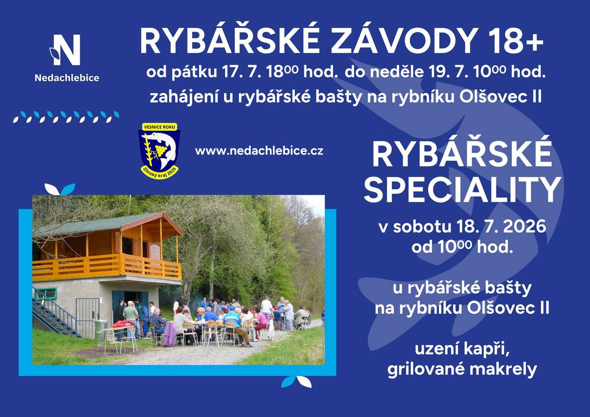 Rybáři Vás zvou na své závody a hlavně na ochutnávku specialit. Uzený kapr, amur. Uzená makrela. A další pochutiny. Rádi Vás přivítáme na rybníku Olšovec II tuto sobotu od 10. hodin.