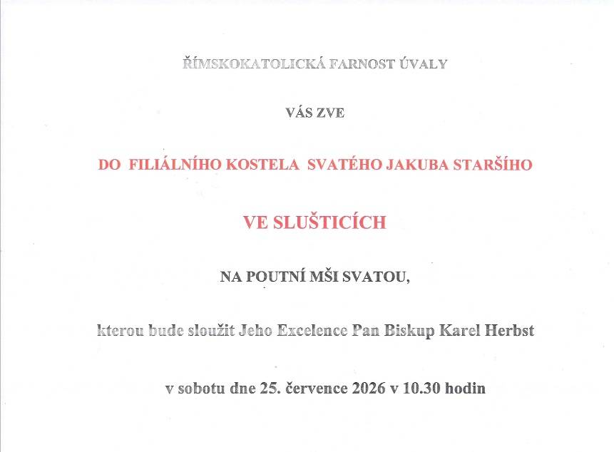 v sobotu 25. července 2026 od 10:30 hodin v kostele Sv. Jakuba Staršího