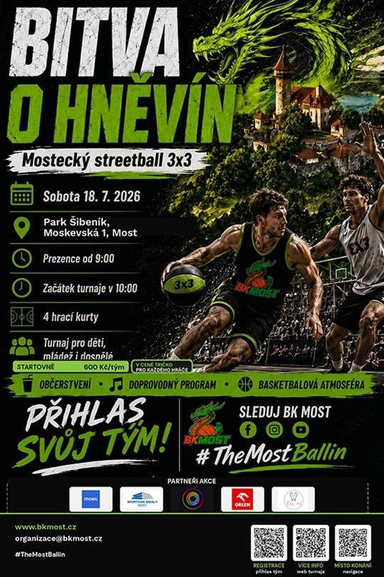 Na hřišti v parku Šibeník se v sobotu 18. 7. 2026 koná historicky první ročník streetballového turnaje, zaměřený na děti, mládež i dospělé. Cílem akce je rozhýbat místní komunitu a nabídnout mladým lidem aktivní trávení volného času. Začátek je v 10:00. Přijďte zafandit! Více informací zde.