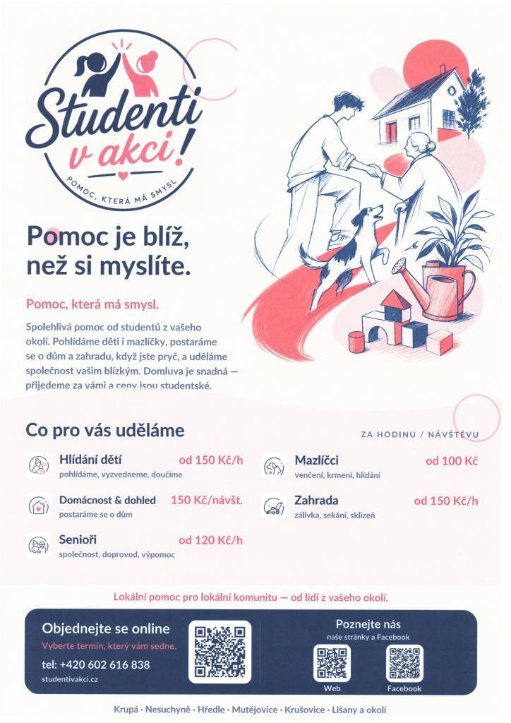 Spolehlivá pomoc od studentů z vašeho okolí.