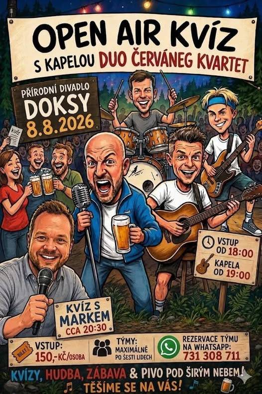 První Open Air Hospodský kvíz v našem Přírodním divadle  Kdo si chce otestovat své znalosti nebo se jen dobře pobavit neváhejte a hlaste své týmy na WhatsApp na tel.: 731308711