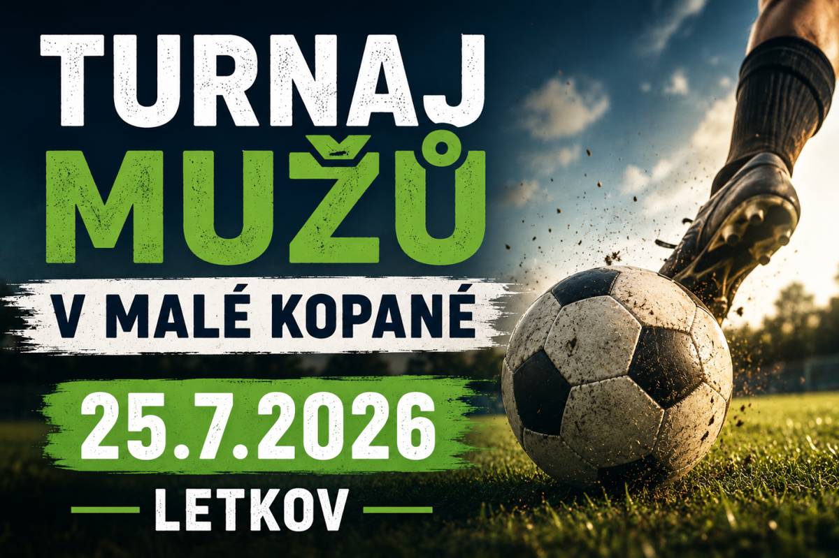 Zveme vás na 36. ročník letkovského fotbalového turnaje. Přijďte na hřiště fandit sportovním týmům a k tomu si dát něco dobrého na hlad i žízeň.