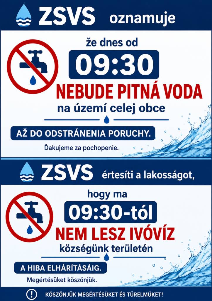 odstávka pitnej vody