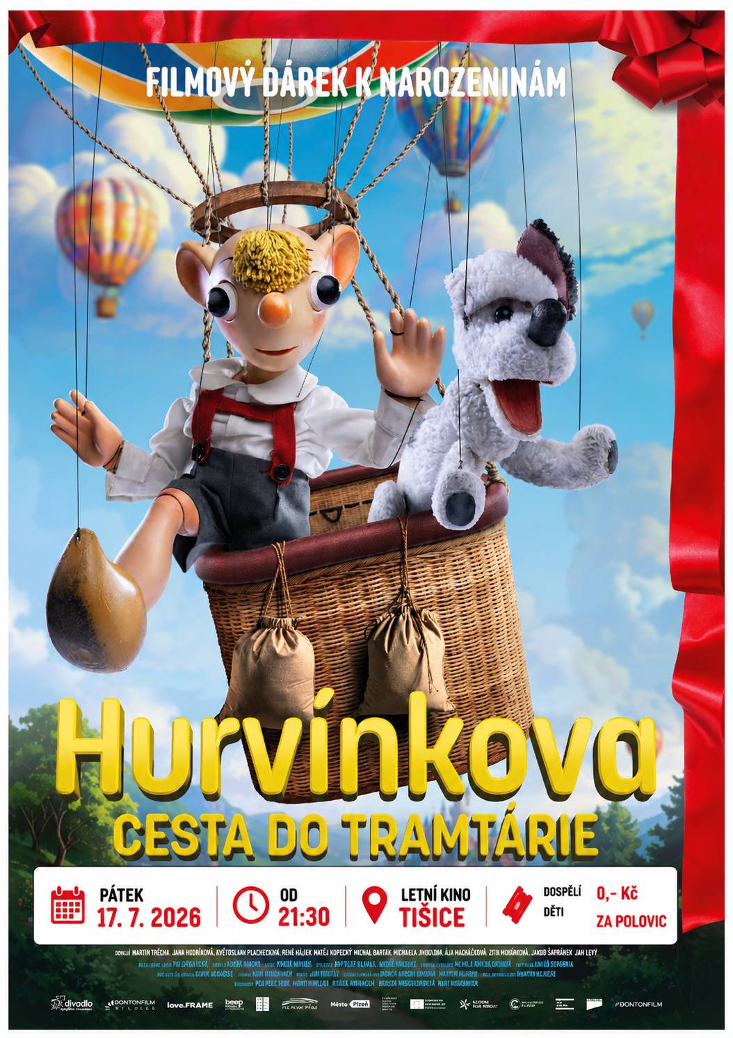 🎬 Dnes večer slaví Hurvínek v Tišicích 100 let. A Vy můžete být u toho úplně ZDARMA! 🎉 Ano, čtete správně – dnešní promítání je pro všechny návštěvníky zcela zdarma. ❤️ 🕤 Začínáme ve 21:30 v našem letním kině. Čeká nás úplně nový film Hurvínkova cesta do Tramtárie, který vznikl právě ke 100. narozeninám jedné z nejslavnějších českých loutkových postaviček. Hurvínek, Mánička i Žeryk se vydají do kouzelné Tramtárie zachránit květinové království před suchem. Dobrodružství, humor i krásné poselství si užijí děti, rodiče i prarodiče. 🌸🌧️🐶 🆓 Vstupné dnes neřešte – neplatí se vůbec nic. Stačí přijít, vzít si deku nebo podsedák a užít si společně krásný letní večer pod hvězdami. 🌙✨ Těšíme se na všechny malé i velké Hurvínkovy fanoušky! 🎭🍿💚