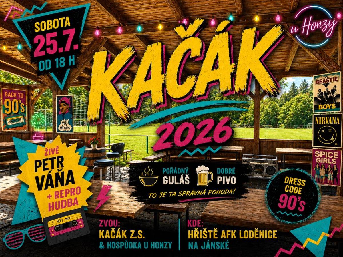 Kde: hřiště AFK Loděnice  Kdy: 25. července 2026 od 18:00