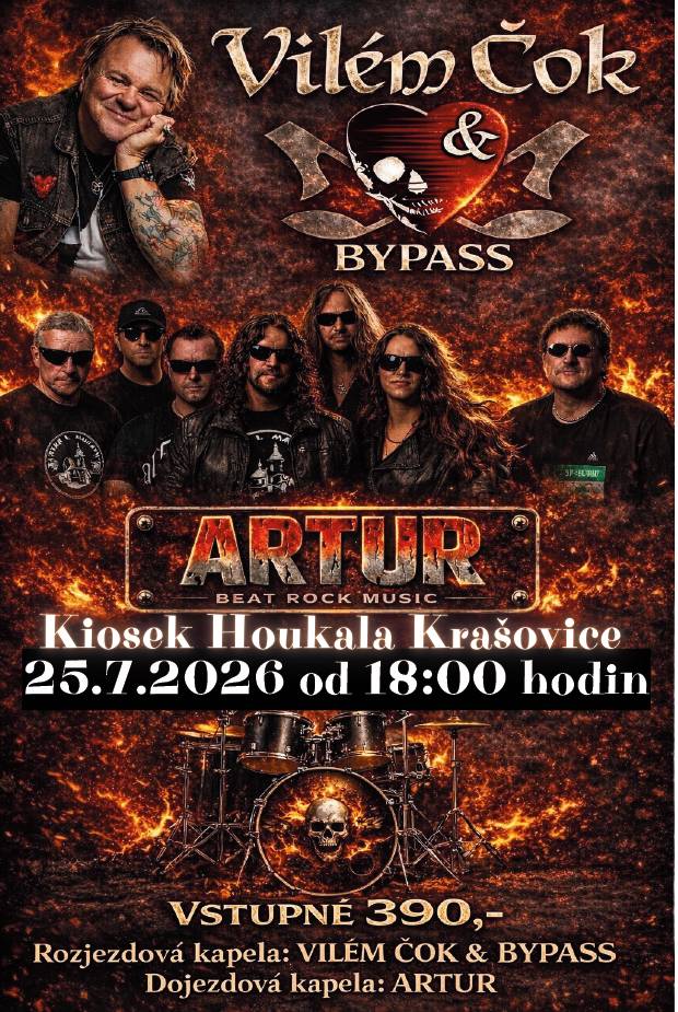 Koncert se uskuteční 25. července 2026 od 18:00 hodin. Na akci vystoupí hlavní kapela Vilém Čok & Bypass a dojezdová kapela Artur. Vstupné činí 390 Kč.