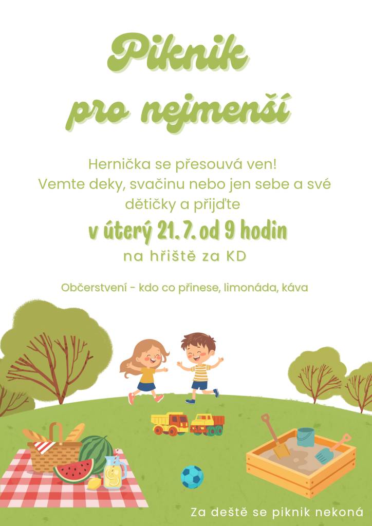 Hernička pro nejmenší v úterý 21.7. v 9:00 hod. za KD.