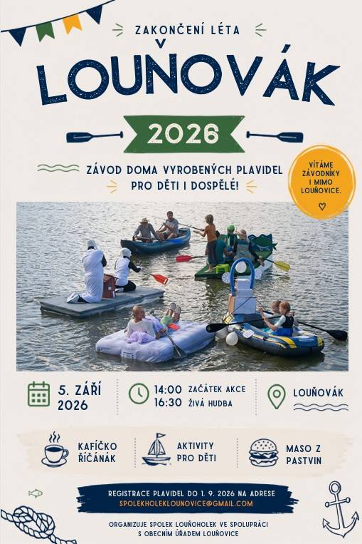 ...aneb závod doma vyrobených plavidel pro děti i dospělé. Oblíbená akce, která nám symbolicky zakočí léto, proběhne v sobotu 5. září.