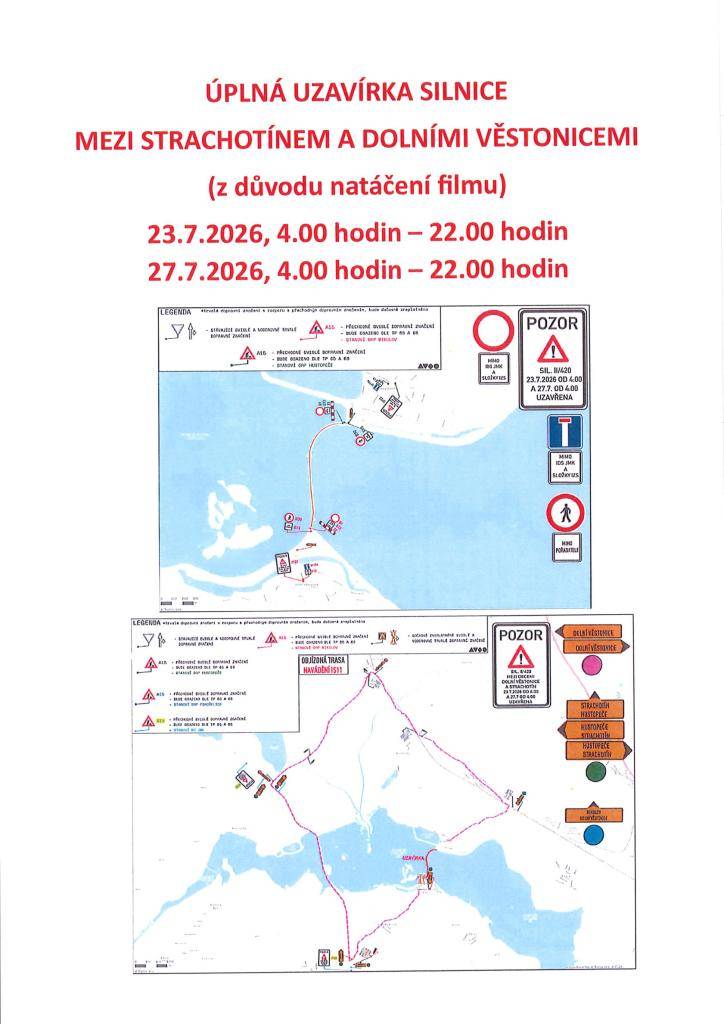 Uzavírka silnice Strachotín-Dolní Věstonice
