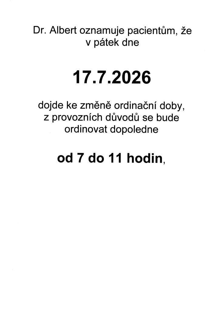 Změna ordinační doby